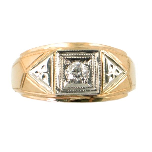 Vintage Men's Diamond Ring in 14K Gold by EncoreJewelryandGems