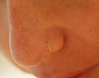Small gold nose ring, 22 GAUGE, silver nose ring, 14k gold nose ring, gold filledvnose ring, simple small tiny hoop