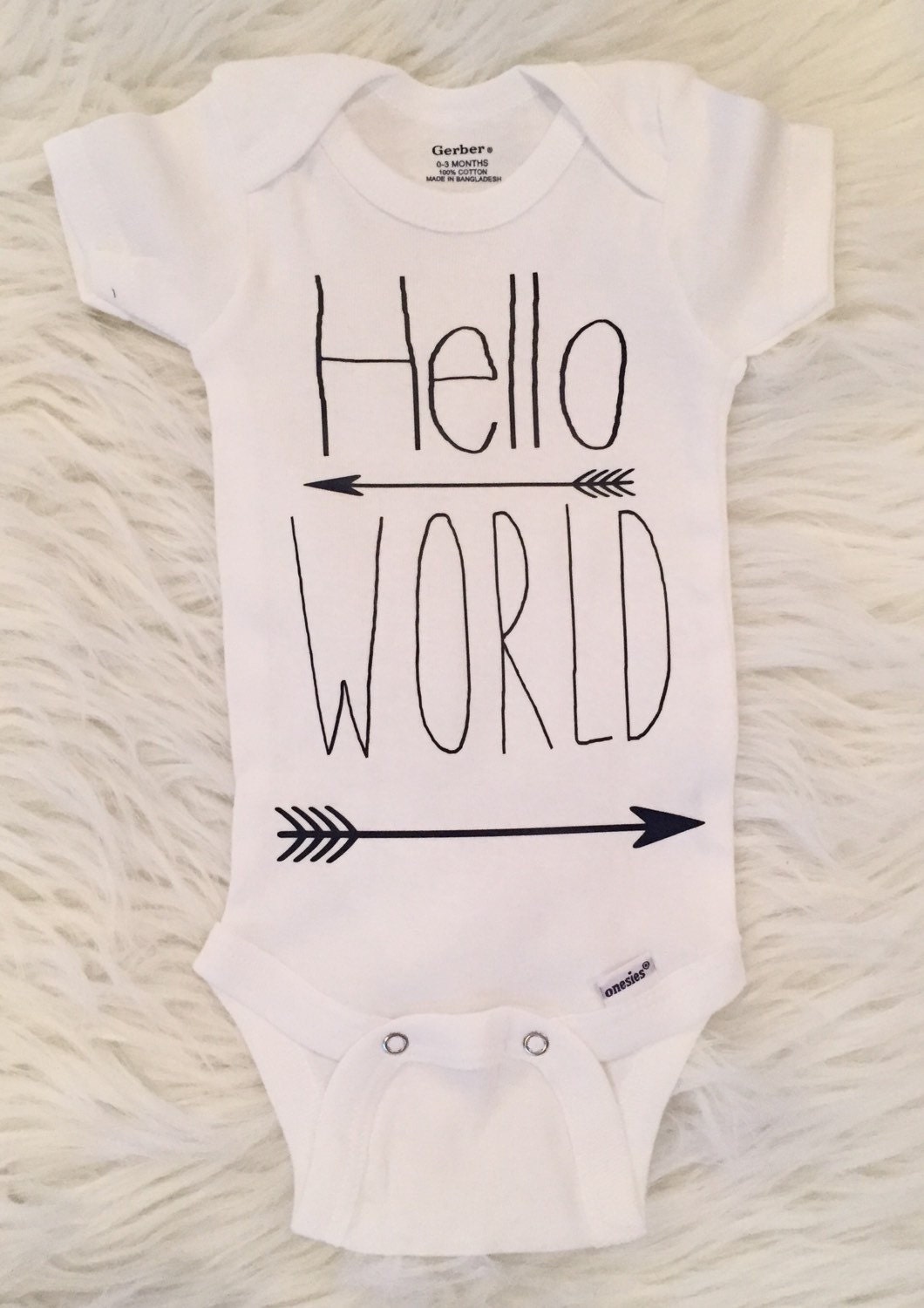 Baby Boy Bodysuit Hello  World  Bodysuit For Baby by 