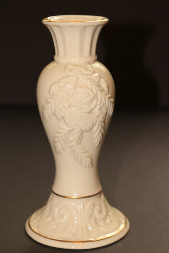 Lenox Fine Ivory China Candlestick Holder The Winter Bouquet
