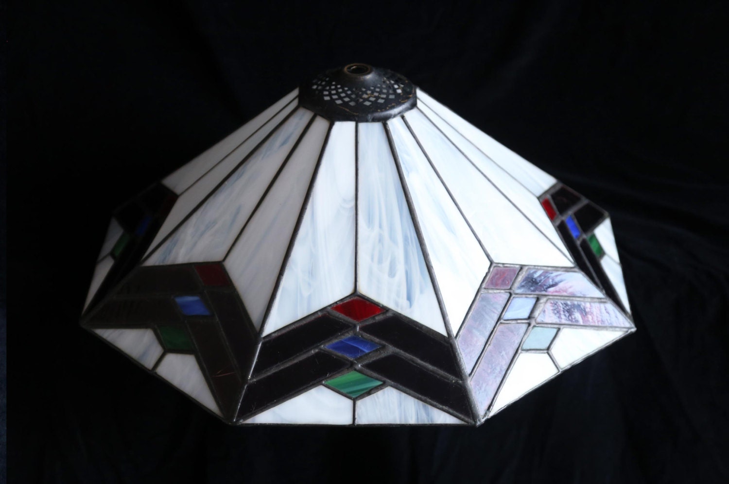 Large vintage Art Deco Leadlight lampshade