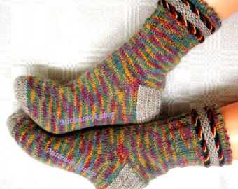 Multicolor Angora Wool Socks Hand Knitted Socks Multicolor Women's Socks Girl's Socks Ladies' socks Men's Socks Warm Socks Winter Socks Gift