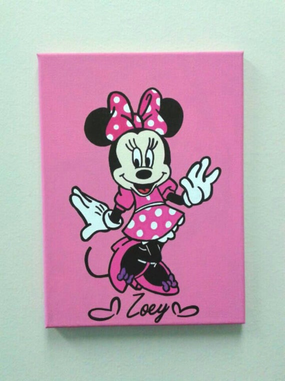 Cute Personalized Minnie Mouse Canvas Painting 9x12