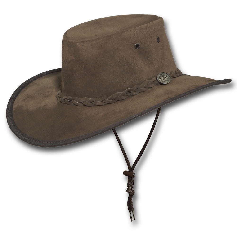 Barmah Hats 1093RB Wide Brim Suede Leather Hat in Royal Brown