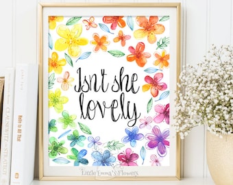 Printable art decor Nursery art wall Nursery decoration Isn't she lovely print nursery print quote art digital print quote print 3-45