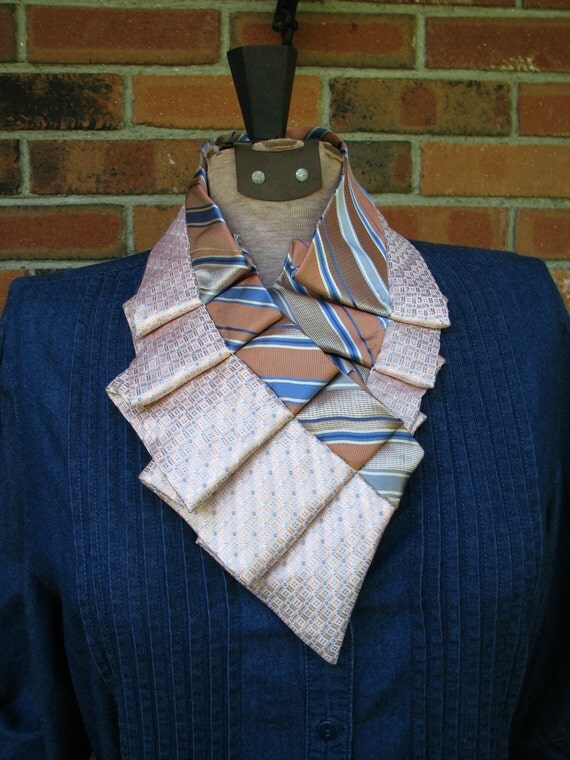 Pleated Silk Ascot Ruffled Neck Scarf Edwardian Style Collar Soul