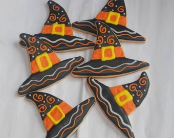 Halloween cookies witch hats