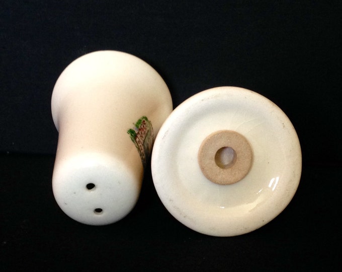 Storewide 25% Off SALE Vintage Collectable Matching Porcelain Bell Shaped Salt & Pepper Shakers Featuring Ohio Caverns West Liberty Ohio Han