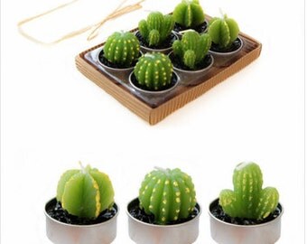 BACKORDER*6 piece mini cactus candle set, tealight garden, cactus decor, party candles, cactus candles, stocking stuffer