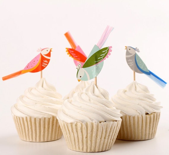 cupcake toppers,   cupcake mint,  blue cupcakes cupcake vintage vintage pink toppers, bird bird