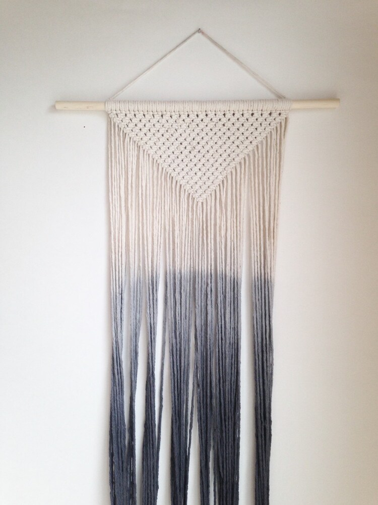 Macrame wall hanging dip dyed ombre in grey. Gray by Rowanstudios