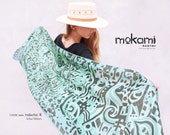 Silk scarf, Dark oceanic light blue, HABOTAI 8, geometric abstract scarf, hand painted, digital print, lovely second skin, wish scarf Silk scarf, Dark oceanic light blue, HABOTAI 8, geometric abstract scarf, hand painted, digital print, lovely second skin, wish scarf