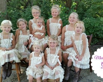 Flower girl dress, lace dress, Rustic Dress, Cream dress, country flower girl, flower girl, 3M, 6M, 12M 18M, 2T, 3T, 4T, 5T, 6, 7, 8, 9, 10