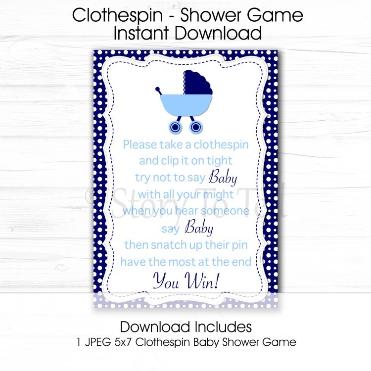 Baby Shower Clothespin Game Sign 5x7 Instant by DesignsOnTheGo