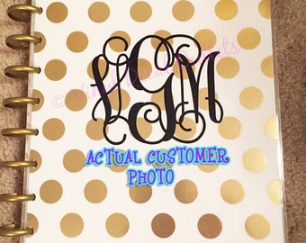 3 INCH Monogram Decal - Agenda Monogram - Notebook Monogram Sticker - Monogram Decal - Vine Monogram - Planner Monogram - Planner Sticker