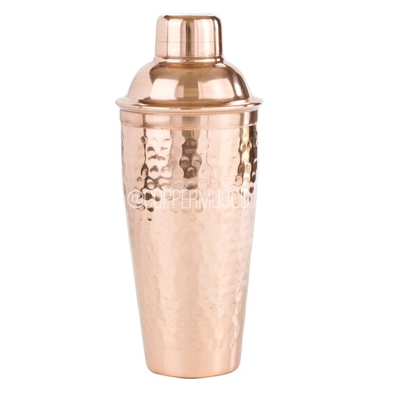 Solid Copper Cocktail Shaker Hammered Etsy