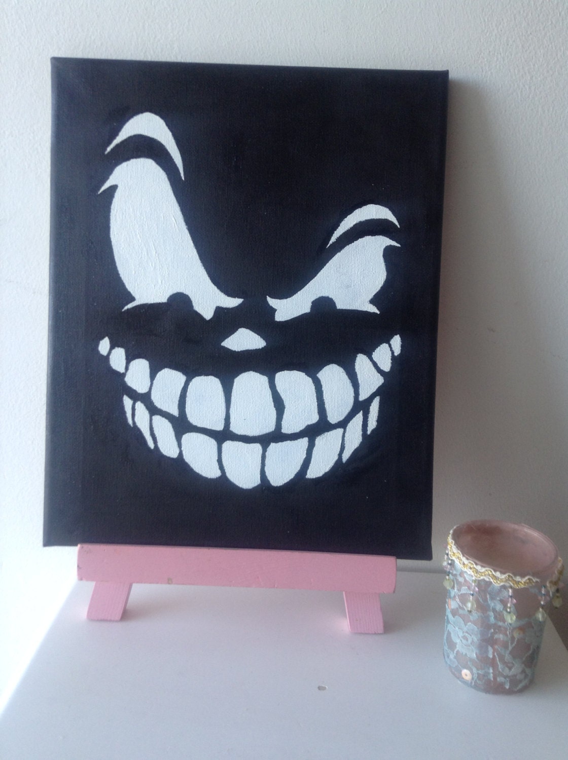 Canvas Acrylic Painting Skull Original Painting Gothic