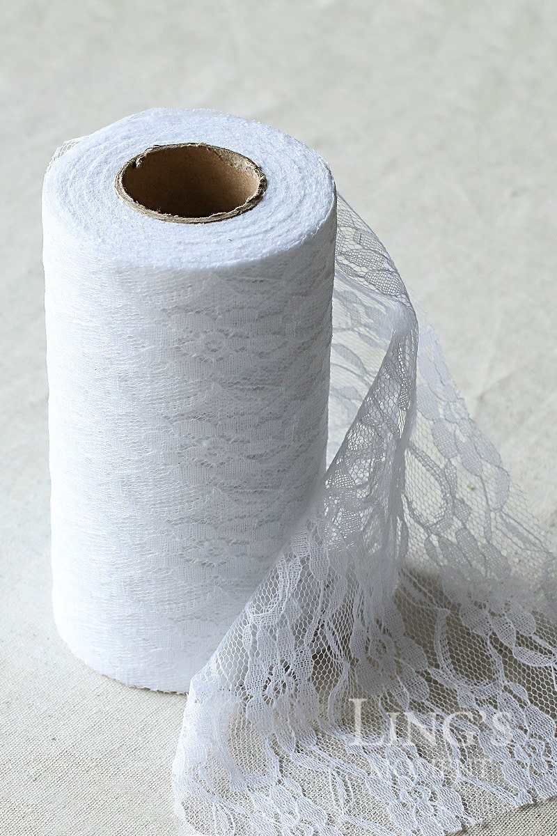 White Lace Roll 6 inch x 24 yardsDelicate Lace RibbonWhite