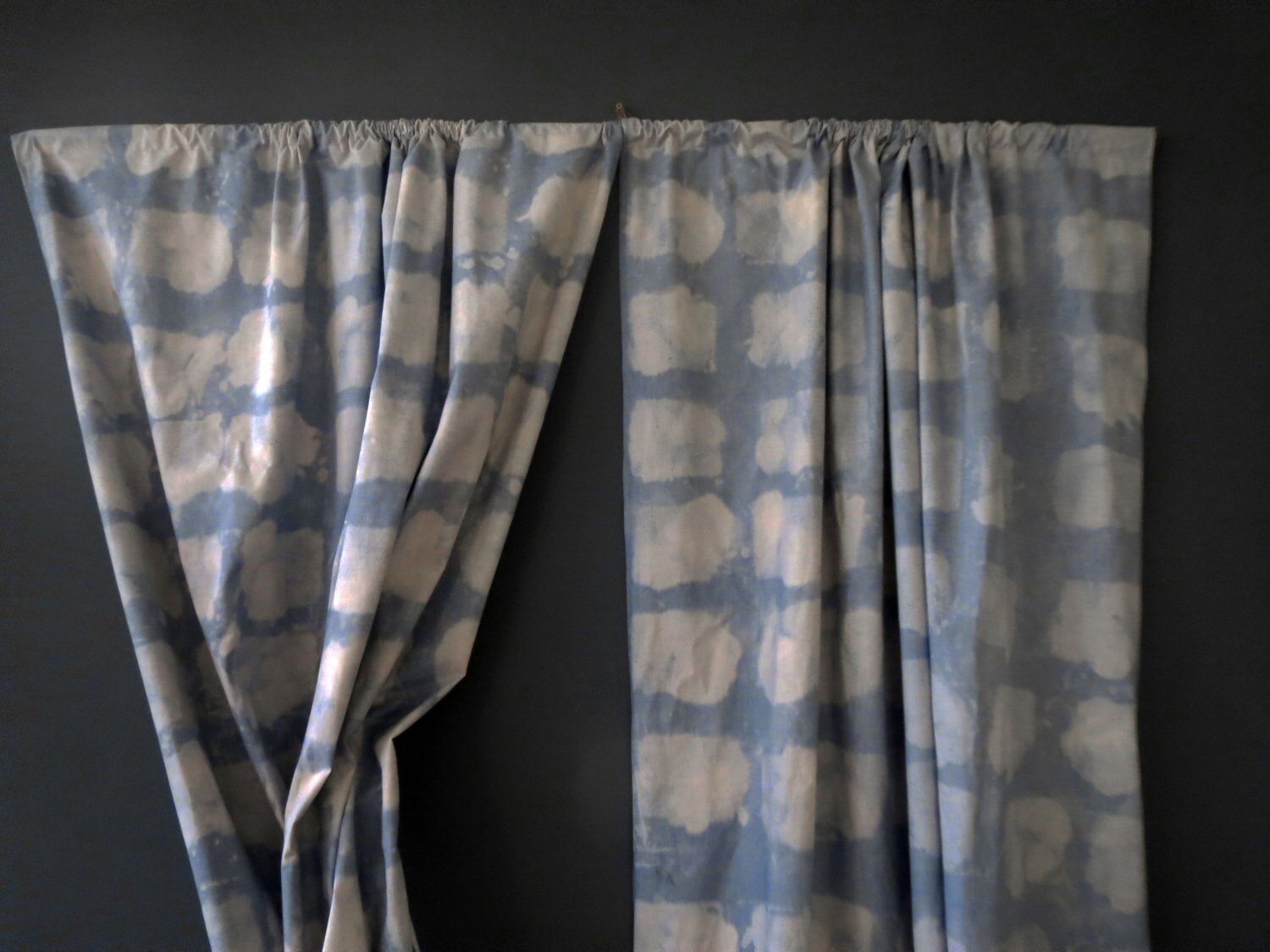 Denim Blue Brick Sailcloth Curtains 2 Panel by WarpWoofNotions