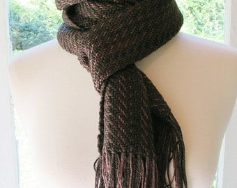 Brown silk and marino wool scarf
