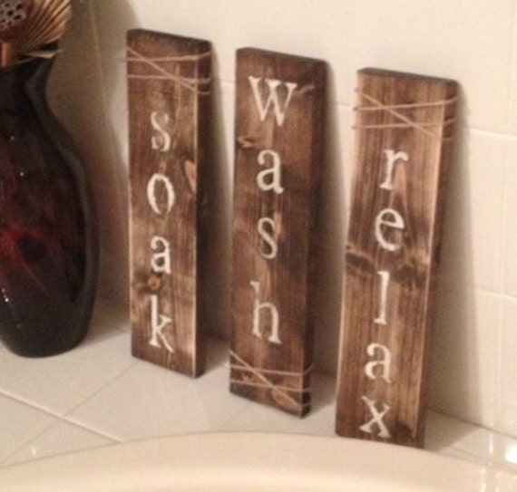 Set of three primitive bathroom decor distressed by LisaMarieDS