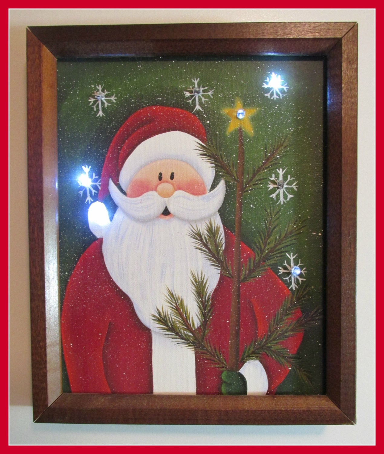 8 x 10 Lighted Santa wall painting. by PinkysPickens on Etsy