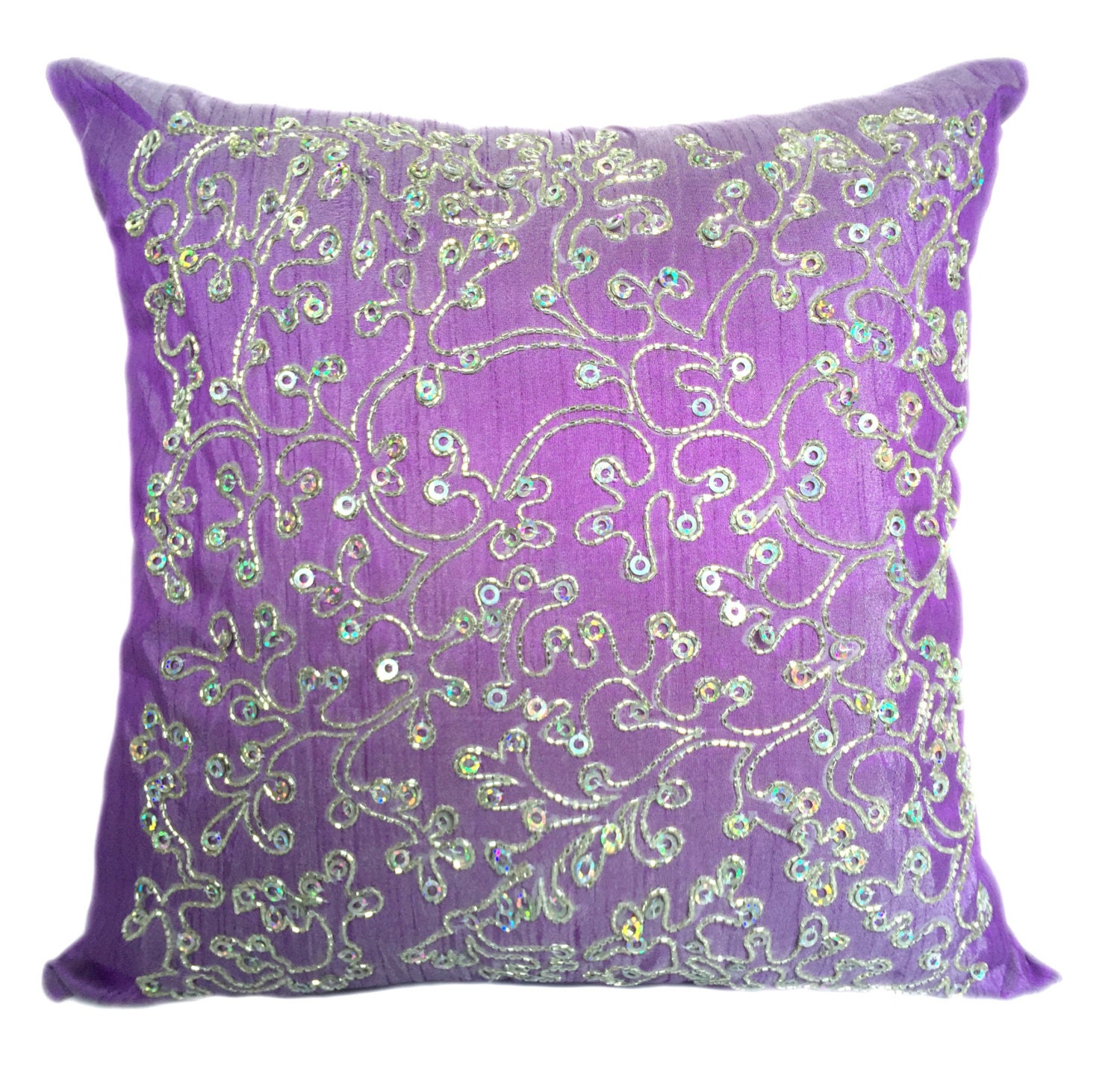 Violet Pillow Cover Violet Silver Decorative Pillow Cover