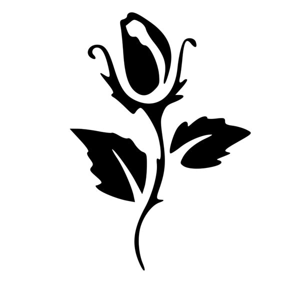 Single Rose With Stem and Leaves Die-Cut Decal Car Window Wall