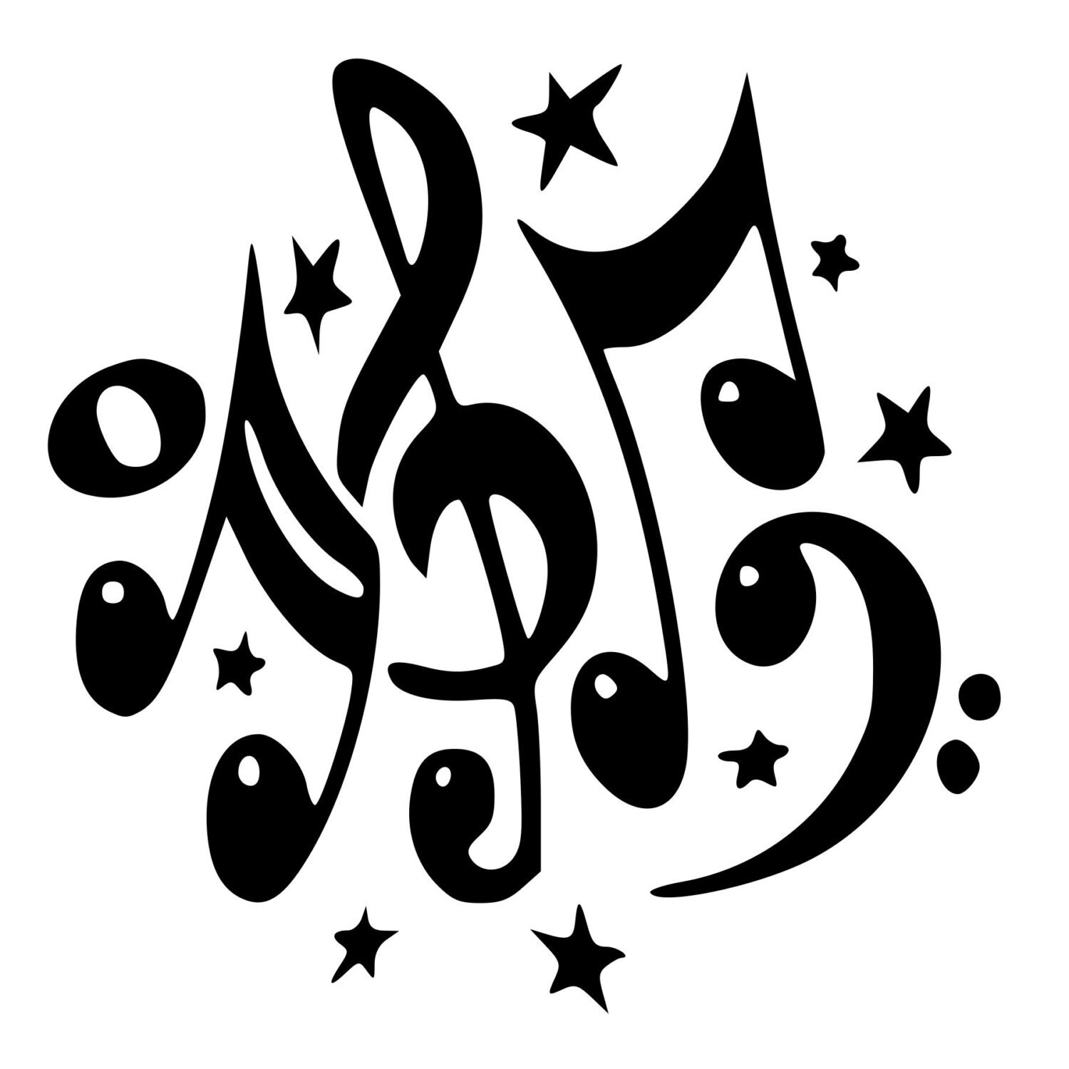Music Notes With Stars DieCut Decal Car Window Wall Bumper