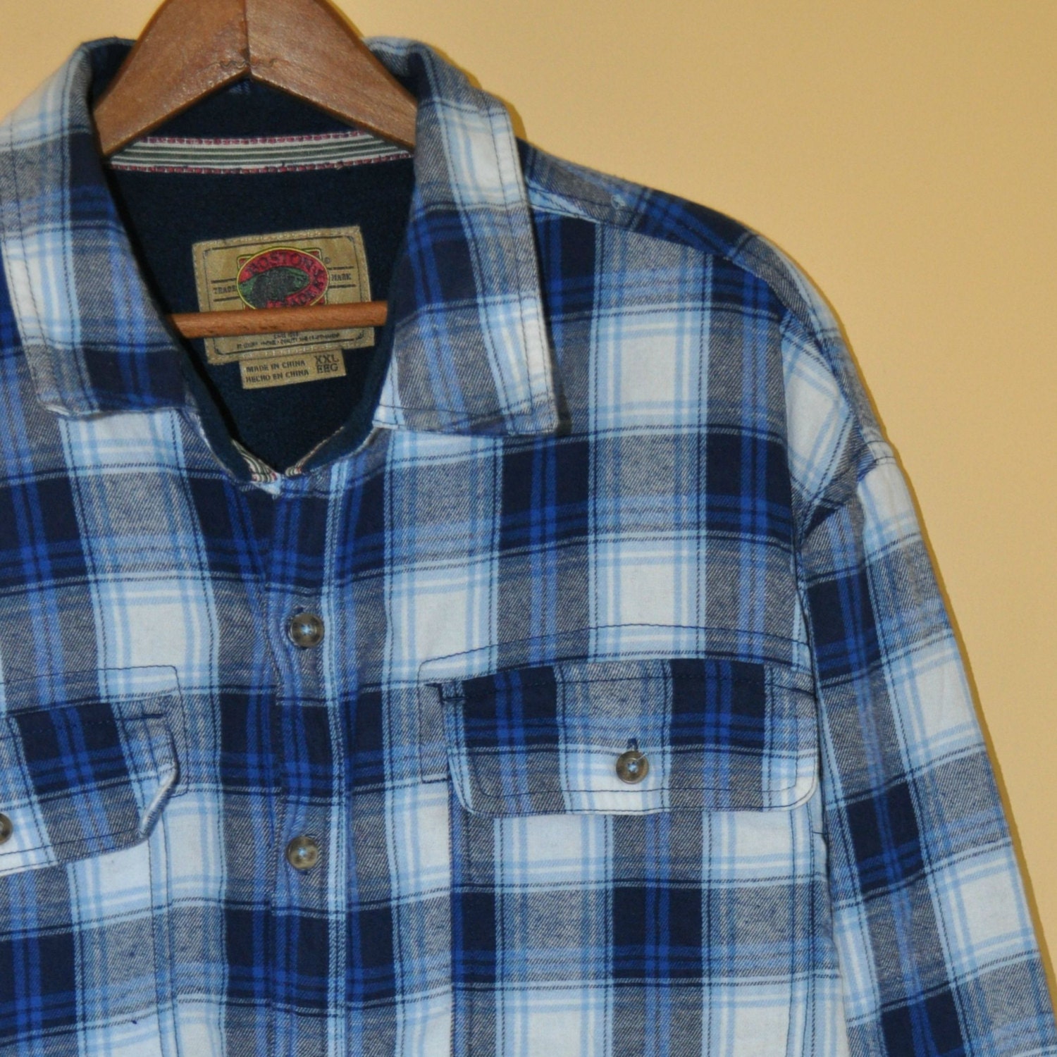 Vintage Blue and White Flannel Jacket XXL