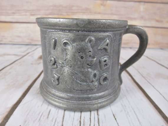 vintage 1 Pewter cup C~ B Cup~Bear Carson pewter  PEWTER baby 3 Mug A Childs  & Baby 2 VINTAGE