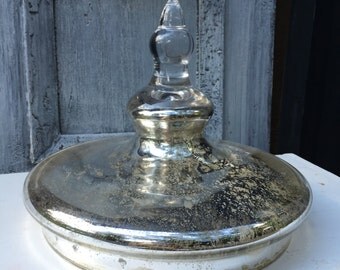 Large Mercury Glass Dish Cover Vintage Plate Cover Mercury Glass Silver Candlelight Dinner Fancy Elegant Shabby but Chic Bowl Cover Wedding