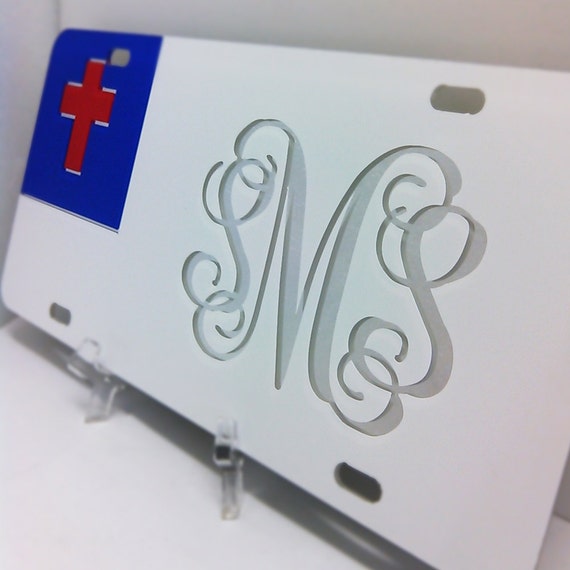 Christian Flag Personalized License Plate Mirror Acrylic