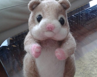 Needle Felted Animal, Felted Hamster, OOAK , Pet Handmade Ready To Ship Gift Idea Hamster pet Mothers Day Gift