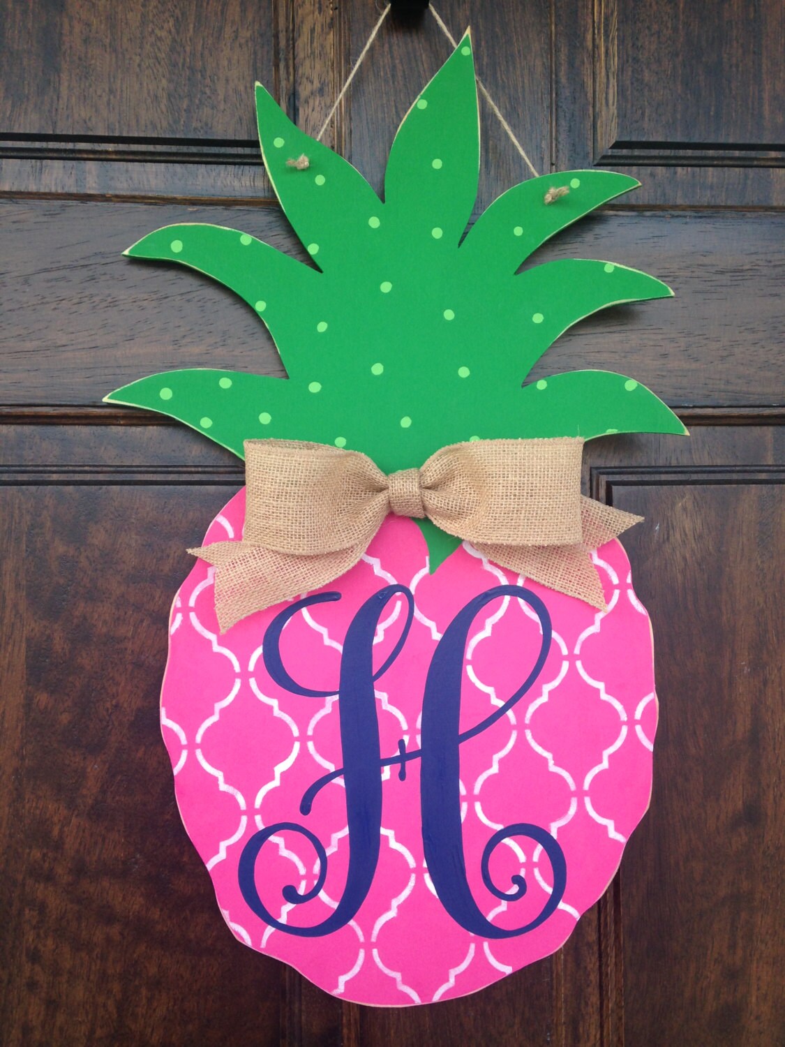 Wooden pineapple door hanger