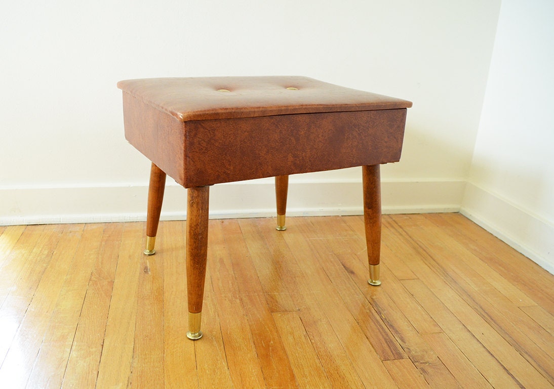 Vintage Mid Century Ottoman with Storage Haute Juice