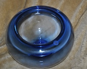 ROYAL COPENHGEN Large Crystal Bowl in Blue  1960s