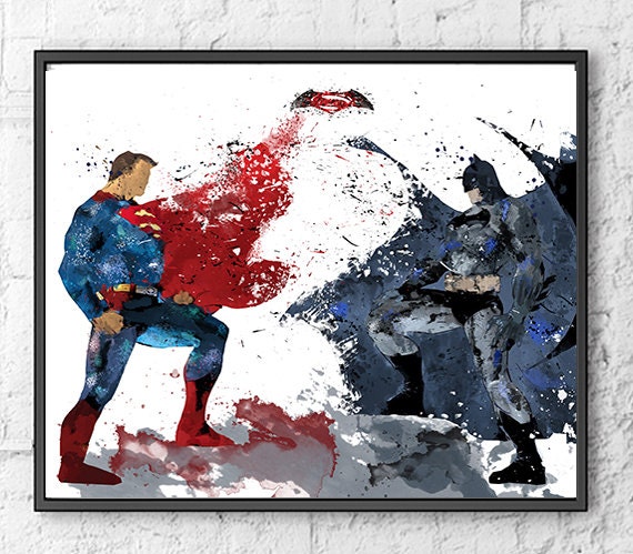 batman vs superman watercolor print batman by batman vs superman watercolor print batman by