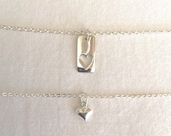 Mother Daughter Necklace, Mommy and Me, Family Heart Necklace, Sterling Silver Jewelry, Mother's Day Gift, Rolo Chain, Mom Jewelry