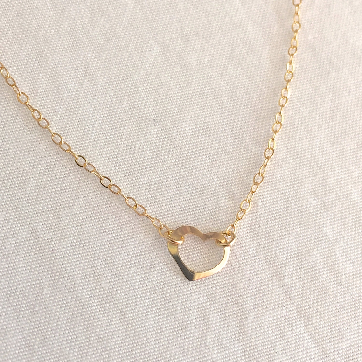 Gold Dainty Heart Necklace Delicate Heart Necklace Little