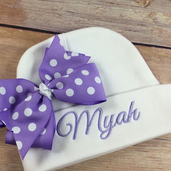 Personalized Baby Beanie Hat, Monogramed Baby Hat, Embroidered Monogram Purple, Infant Girl ...