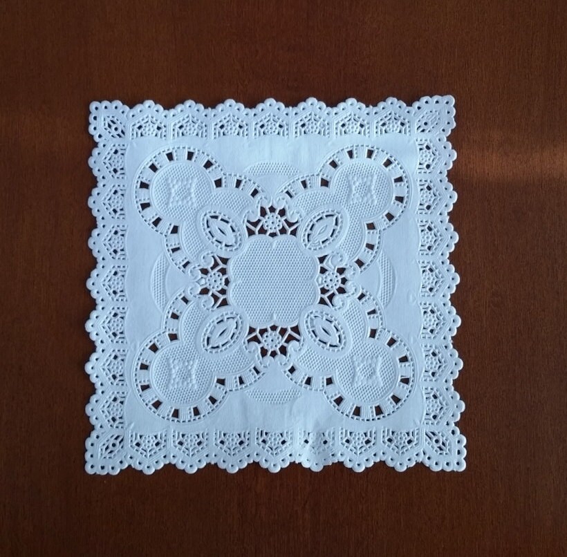 5 Square French Lace Paper Doily 20 Pcs.