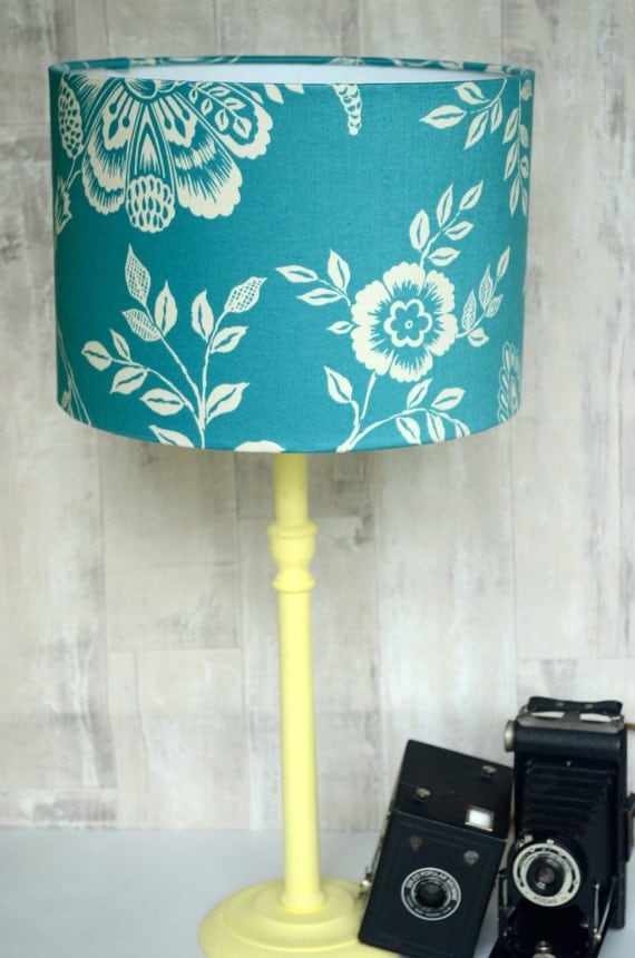 Blue Lamp shade Floral Lamp shade Handmade by ShadowbrightLamps