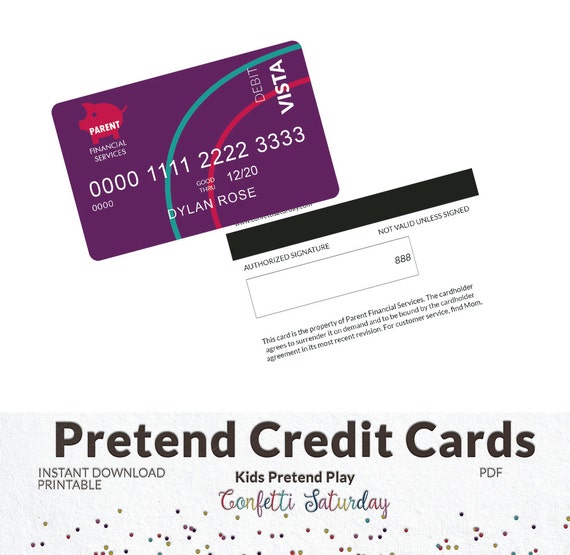 Kids Credit Card Pretend Play Imaginary by ConfettiSaturday