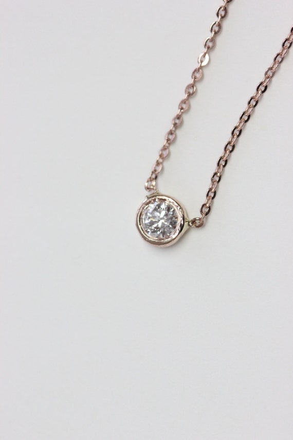 Simple Diamond Necklace Round Diamond Solitaire by TheMusesDesign