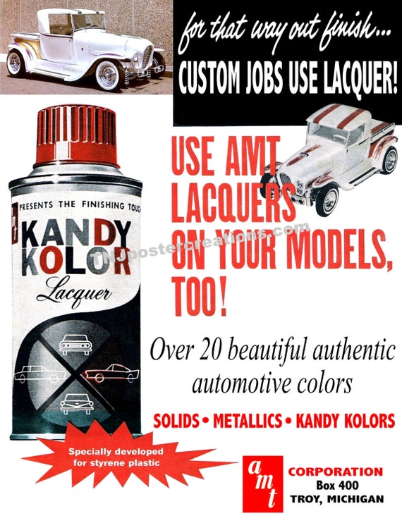 AMT Model Car Lacquer Spray Paint Poster 1962 by