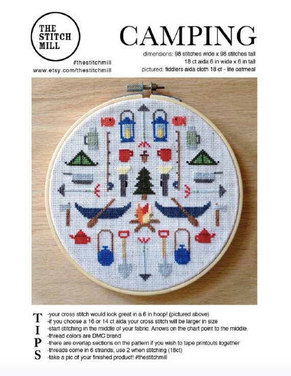 Camping Modern cross stitch pattern PDF Instant by thestitchmill