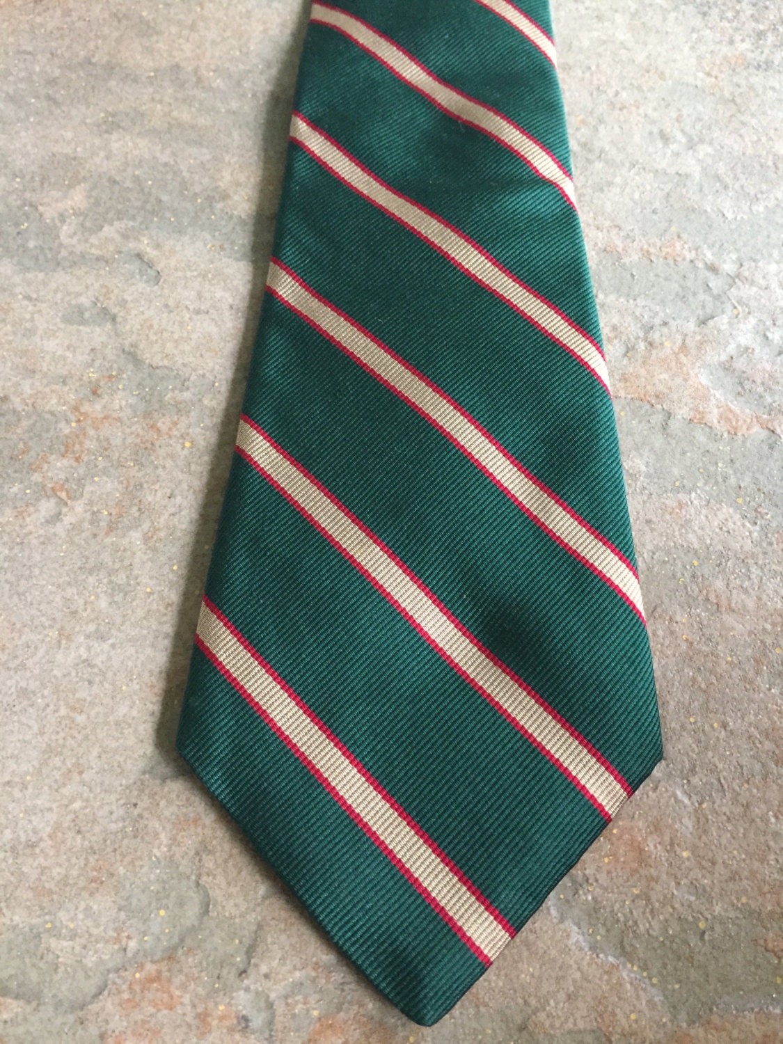 1960s Green Silk Repp Stripe Tie by “Saddle Club” Ivy League Trad ...