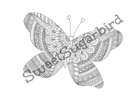 Butterfly Mandala No.1 Hand Drawn Colouring Page