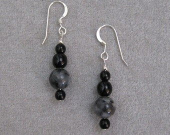 Larkivite (Blue Labradorite), Glass & Sterling Silver Earrings - n0858e01